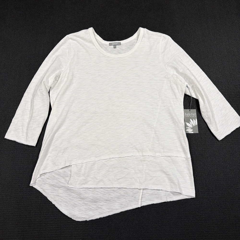 New Habitat White Slub Cotton Asymmetrical Layered Size Large‎